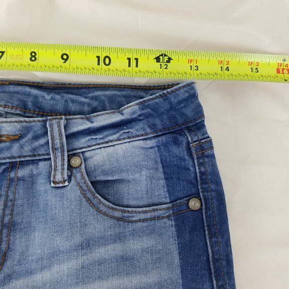 CP Jeans Juniors 5 Mid Rise Womens Two Tone Skinny Leg Light Wash Blue Denim - Picture 3 of 13